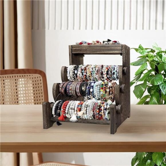 Wooden Bracelet Holder, Bangle Watch Necklace Display Storage Jewelry Holder - Picture 7 of 8